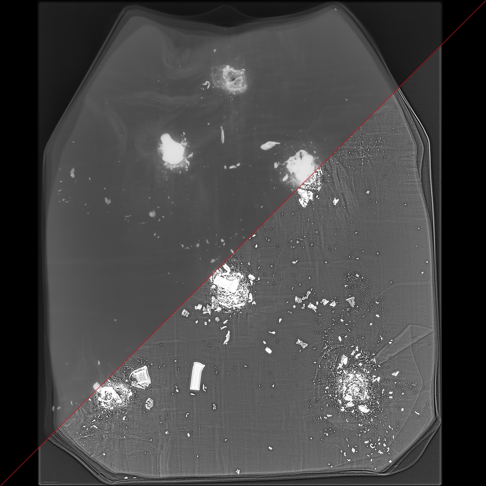 fired ballistic plate x-rayed